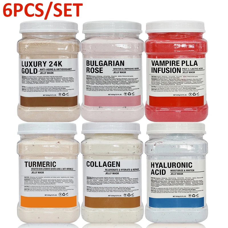 6PCS Jelly Mask Powder Wholesale 650G Professional  Masks Beauty Salon Use Facial Skin Care Products