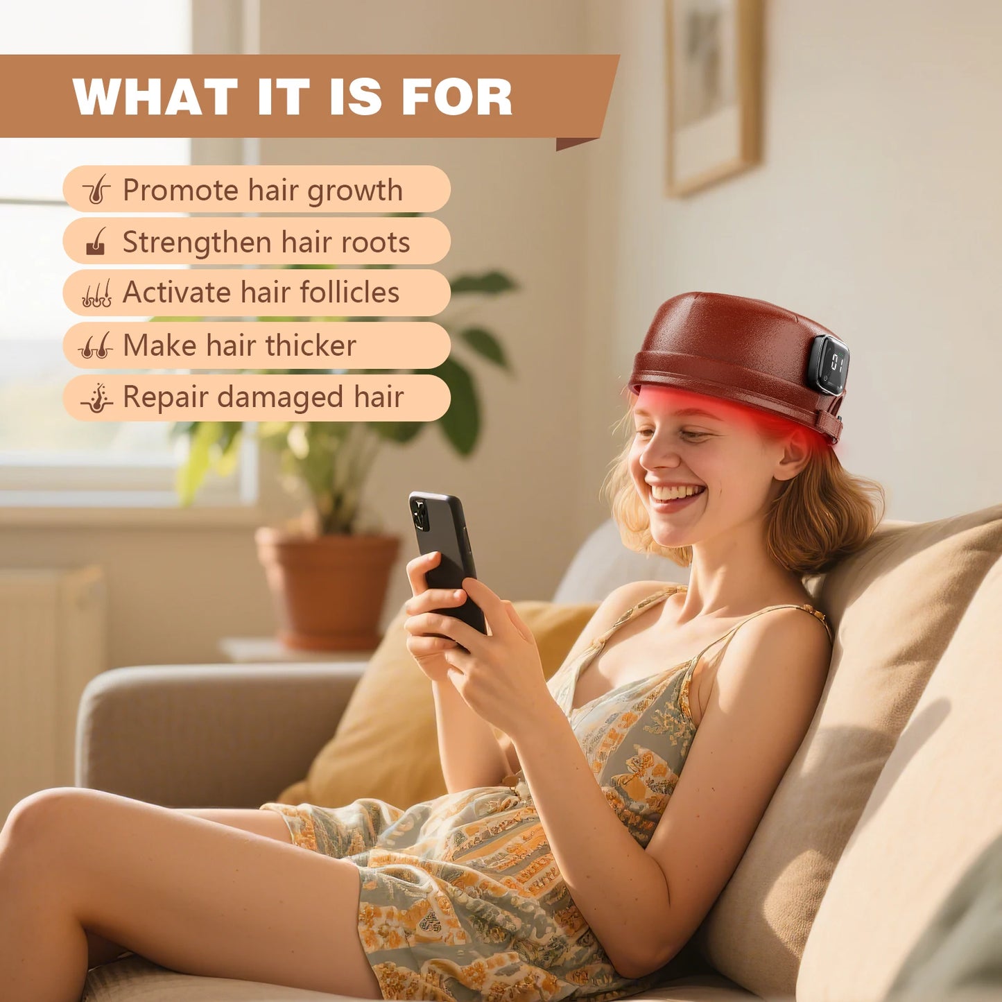 Wireless Hair Growth Cap 120 Diodes 850nm 660nm Red Light Therapy Cap for Hair Regrowth Anti Hair Loss Relax Scalp Hair Care Hat